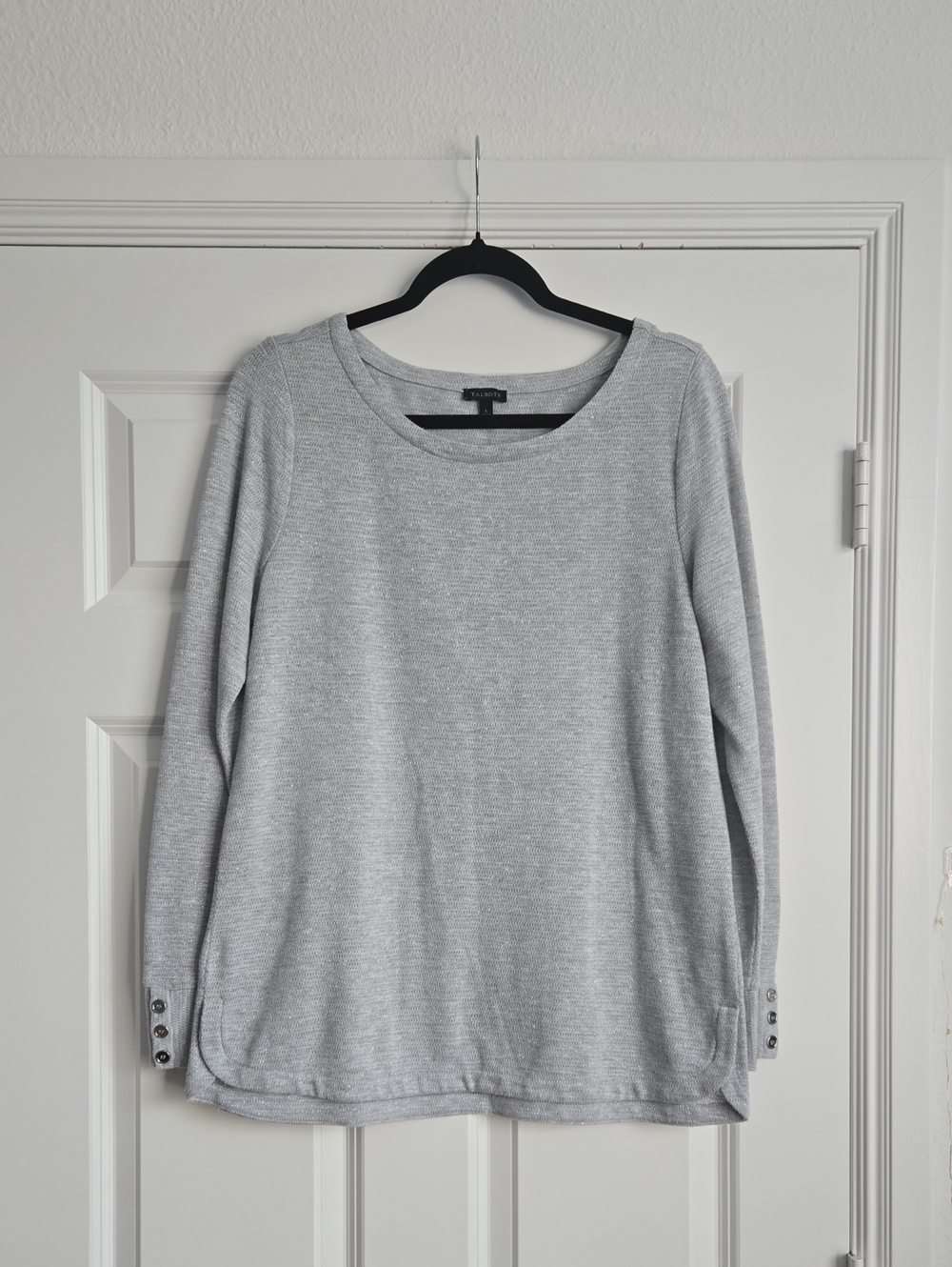 Talbots gray long sleeve with button details